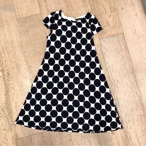 Jessica Howard Navy Blue Polka Dot Dress Women’s 8 Short Sleeve A-Line Crew Neck